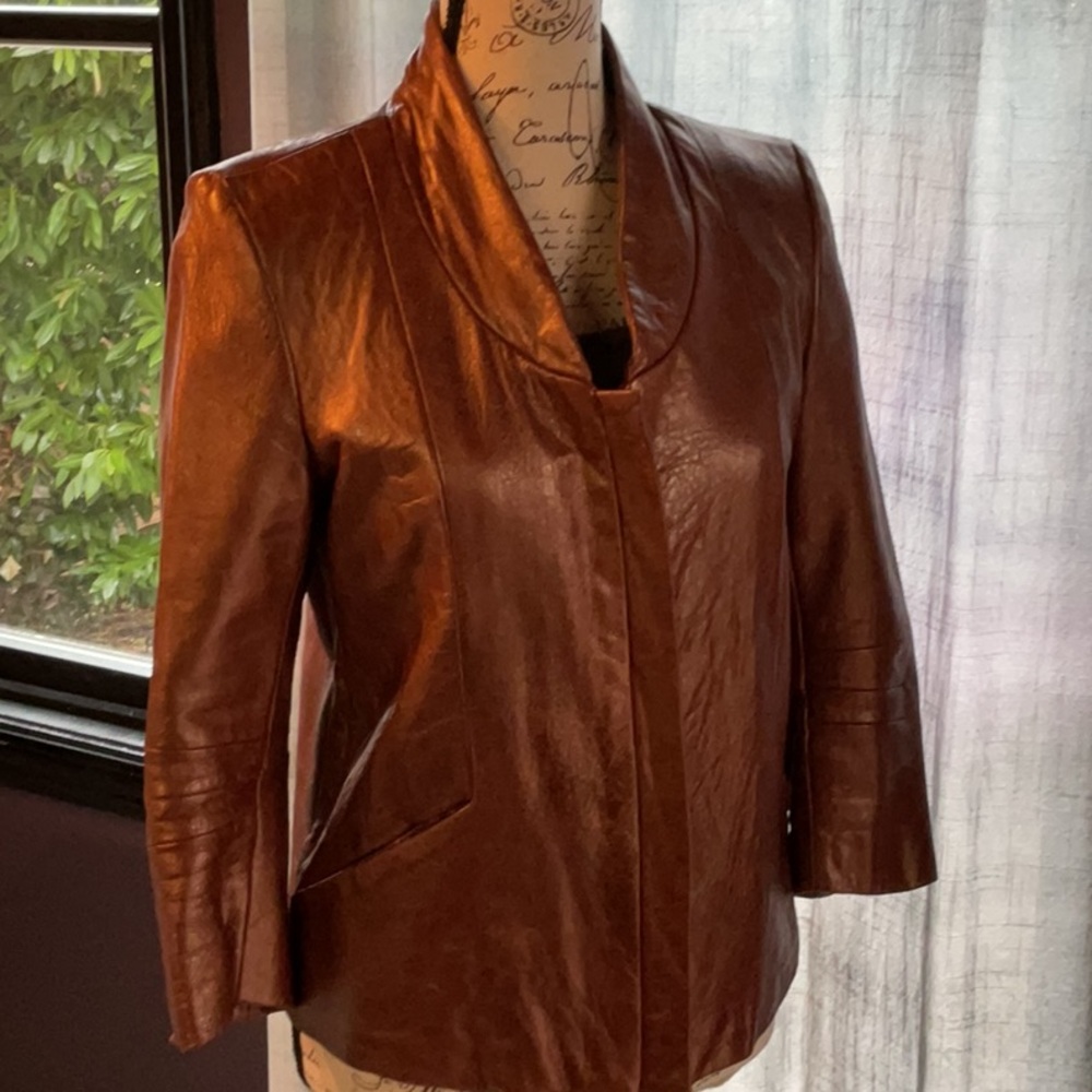 Rebecca Minkoff Metallic Copper Leather Jacket - Picture 2 of 16